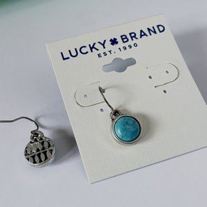 LUCK BRAND Antique Silver Tone Turquoise Earrings